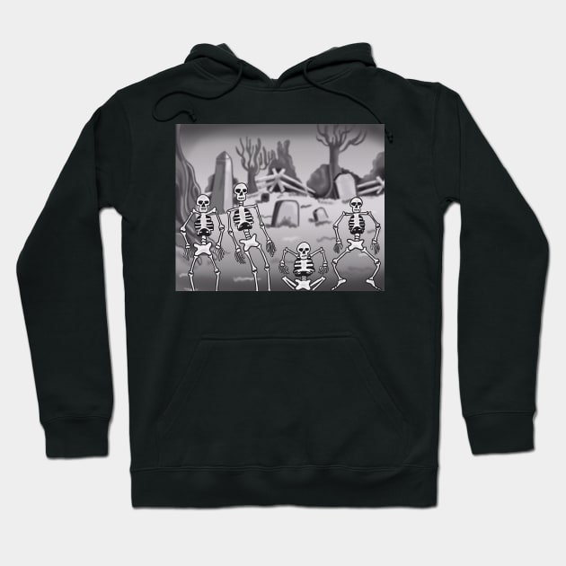 Spooky Scary Skeletons Hoodie by tesiamarieart